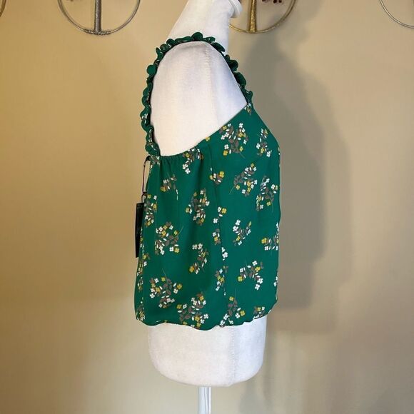 NWT! 19 Cooper Green Yellow Floral Ruffle Strap Tank Top XS - Picture 4 of 9
